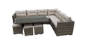 Hampton Rattan Corner Sofa Casual Dining Set Grey or Brown - The Outlet Home