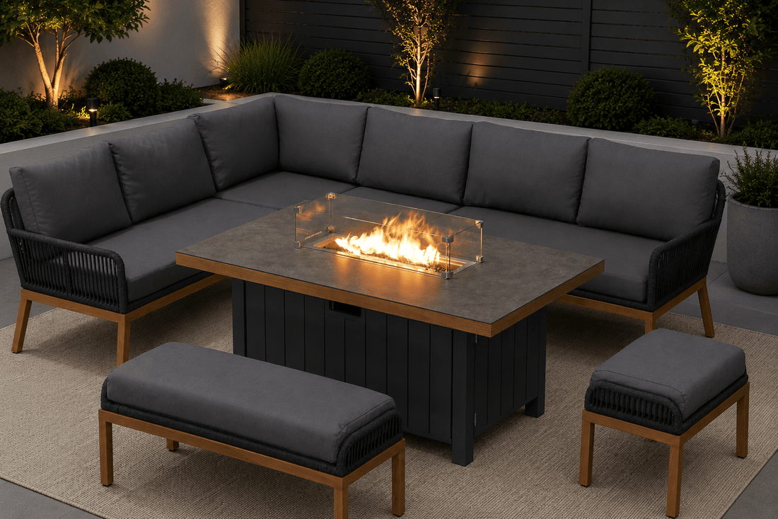 Harper Luxury Corner Sofa with Fire Pit Dining Table - The Outlet Home