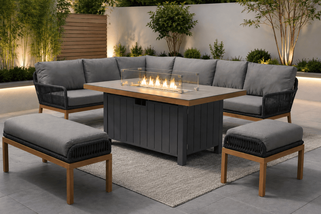 Harper Luxury Corner Sofa with Fire Pit Dining Table - The Outlet Home