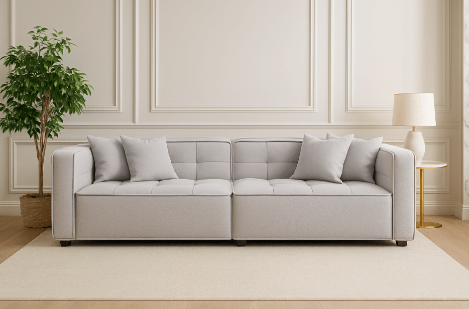 Harper Sofa Range in Putty Boucle Fabric - The Outlet Home