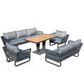 Helsinki Luxury Aluminium Sofa Set with Rise and Fall Ceramic Dining Table - The Outlet Home