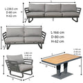 Helsinki Luxury Aluminium Sofa Set with Rise and Fall Ceramic Dining Table - The Outlet Home