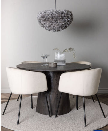 Lazaro Round Dining Table with 4 Mandy Velvet Grey Chairs - The Outlet Home