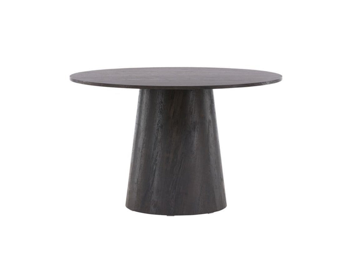 Lazaro Round Dining Table with 4 Mandy Velvet Grey Chairs - The Outlet Home