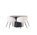 Lazaro Round Dining Table with 4 Mandy Velvet Grey Chairs - The Outlet Home
