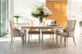 Louis 1.5 Cream Marble Dining Table with 4 or 6 Champagne Jessica Chairs - FREE CREAM LOUIS LAMP TABLE OFFER - The Outlet Home