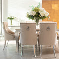 Louis 1.5 Cream Marble Dining Table with 4 or 6 Champagne Jessica Chairs - FREE CREAM LOUIS LAMP TABLE OFFER - The Outlet Home