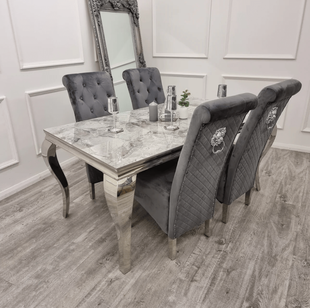 Louis Dining Table with 4,6 or 8 Emma Dining Chairs - The Outlet Home