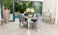 Louis Dining Table with 4,6 or 8 Grey Megan Chairs - The Outlet Home