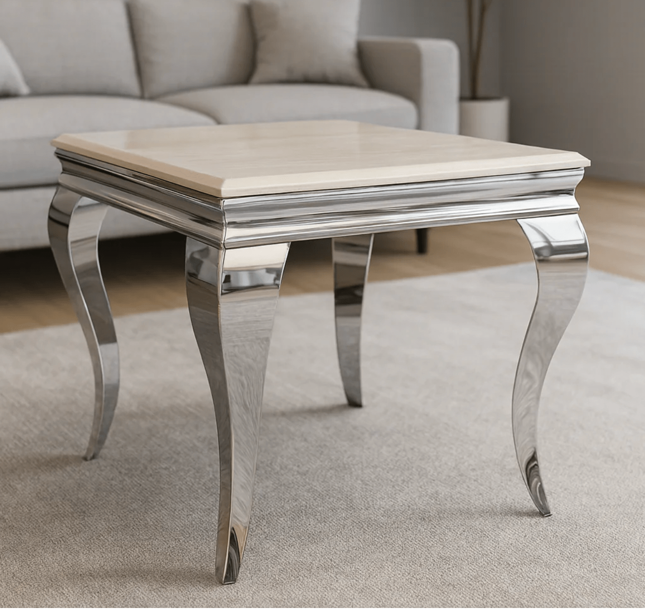 Louis Lamp Table Cream Marble - The Outlet Home