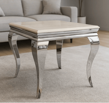Louis Lamp Table Cream Marble - The Outlet Home