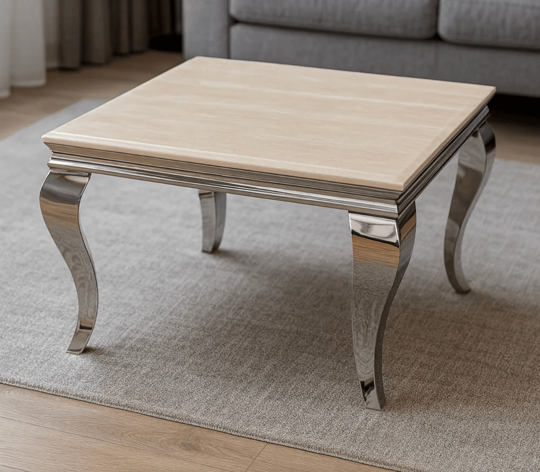 Louis Lamp Table Cream Marble - The Outlet Home