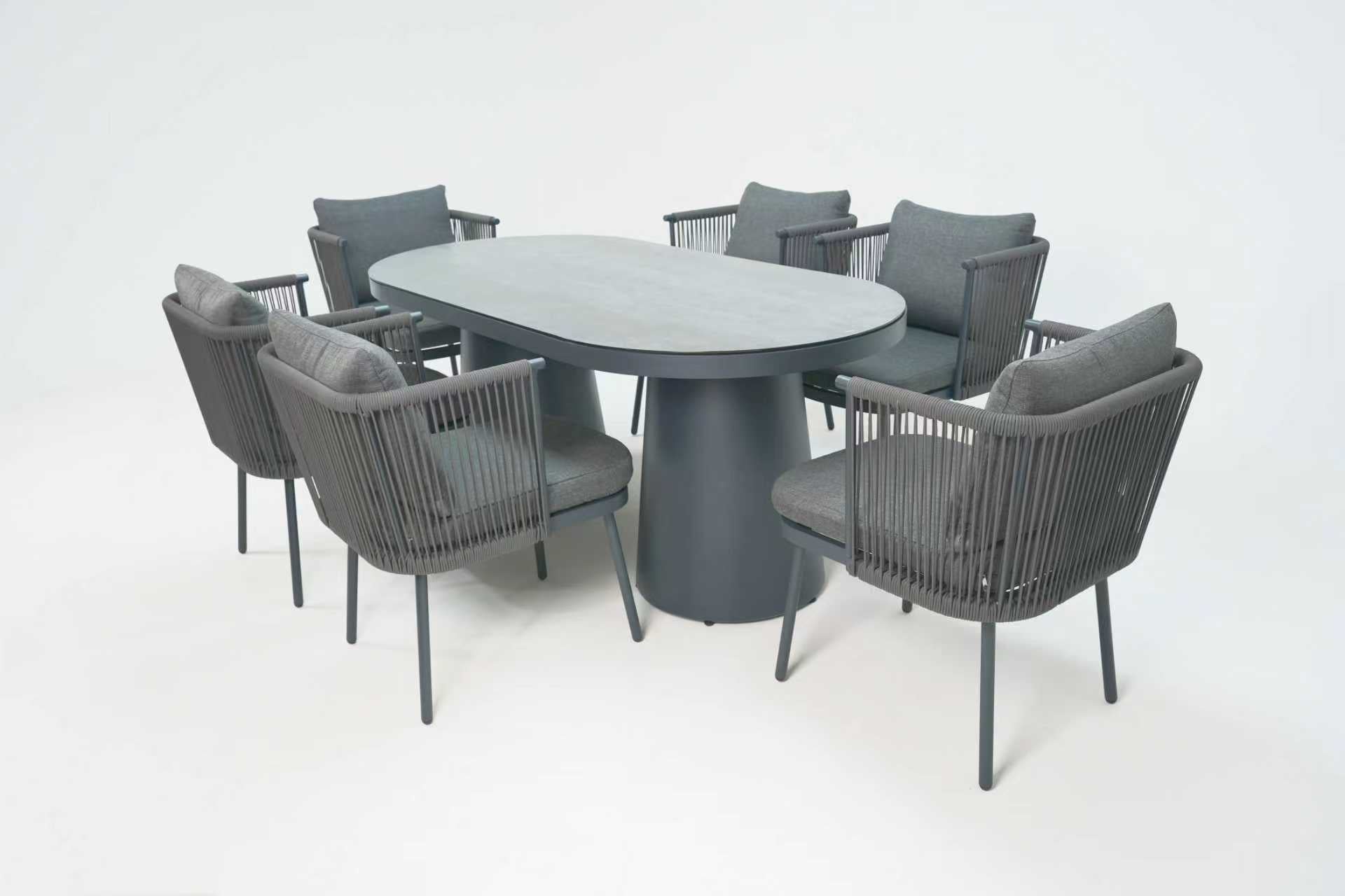 Lunar 6 Seat Dining Set - The Outlet Home
