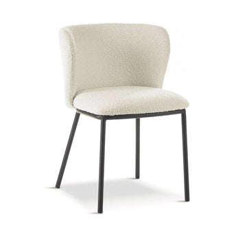 Mandy Bouclé White Dining Chair x 2 - The Outlet Home
