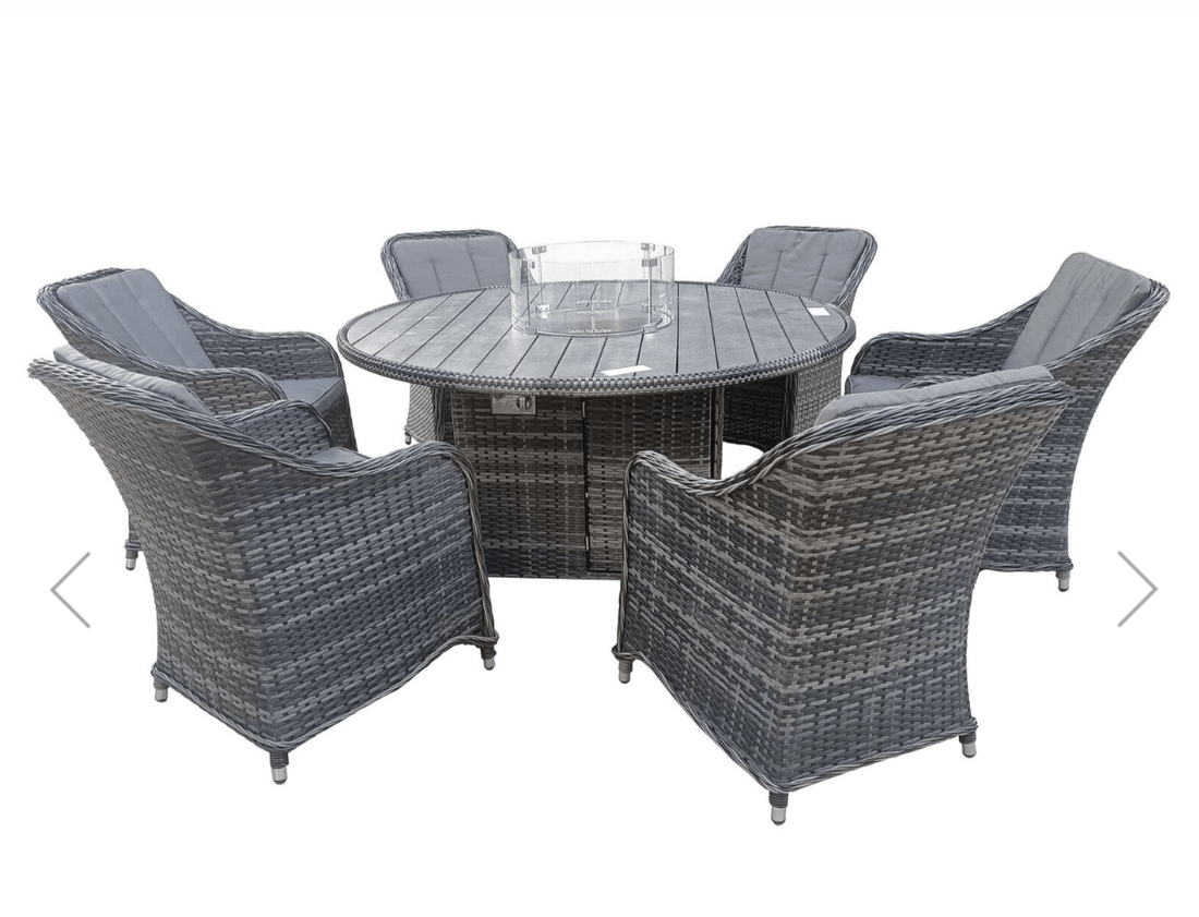 Marbella 6 Seat Rattan Fire Pit Garden Furniture - The Outlet Home