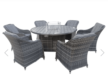 Marbella 6 Seat Rattan Fire Pit Garden Furniture - The Outlet Home