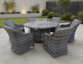 Marbella 6 Seat Rattan Fire Pit Garden Furniture - The Outlet Home