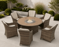 Marbella Natural 6 Seat Rattan Fire Pit Garden Furniture - The Outlet Home