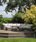 Marseille Grande Luxury Modular Corner Sofa with Rise and Fall Dining Table in Natural Grey - Order by 21st July for Free Parasol & Weather Cover - The Outlet Home