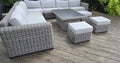 Marseille Grande Luxury Modular Corner Sofa with Rise and Fall Dining Table in Natural Grey - Order by 21st July for Free Parasol & Weather Cover - The Outlet Home