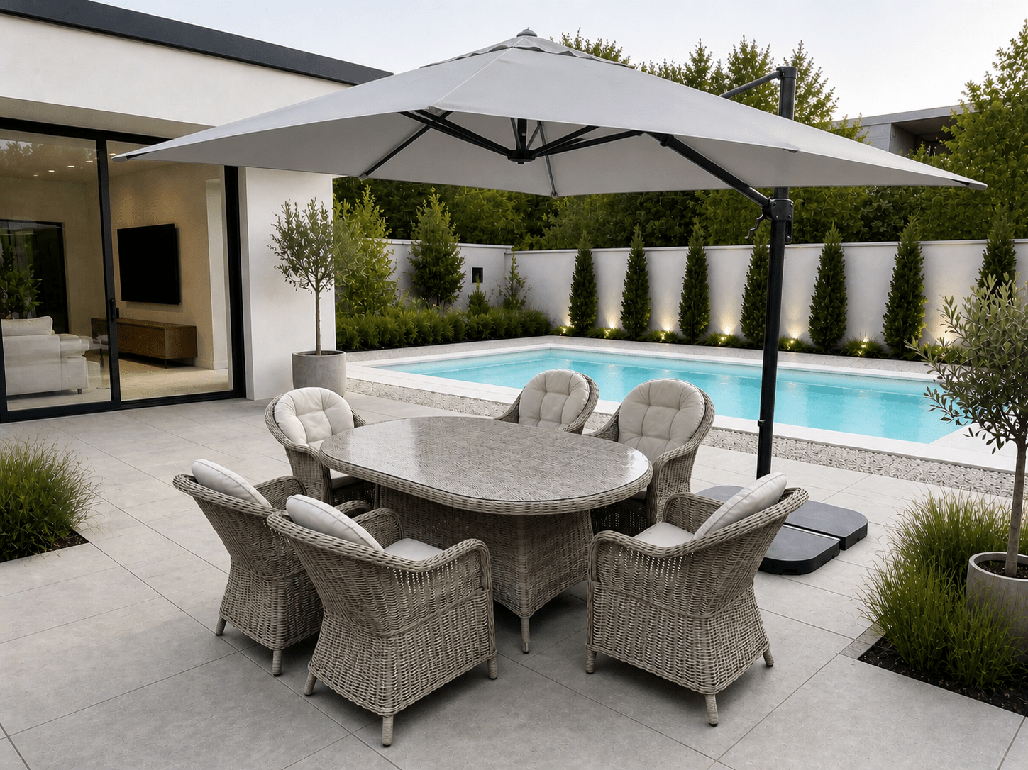 Marseille Luxury 6 Seat Dining Set Natural Grey - Pre - order due 14th June - The Outlet Home