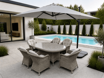 Marseille Luxury 6 Seat Dining Set Natural Grey - Pre - order due 14th June - The Outlet Home