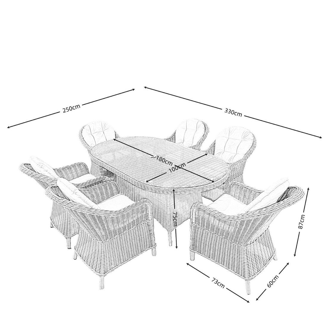 Marseille Luxury 6 Seat Dining Set Natural - Order by 9th July for Free Parasol & Weather Cover - The Outlet Home