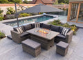 Marseille Luxury Modular Corner Sofa with Rise and Fall Fire Pit Dining Table in Natural Grey - Order by 17th July for Free Parasol & Weather Cover - The Outlet Home