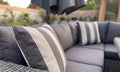 Marseille Luxury Modular Corner Sofa with Rise and Fall Fire Pit Dining Table in Natural Grey - Order by 17th July for Free Parasol & Weather Cover - The Outlet Home