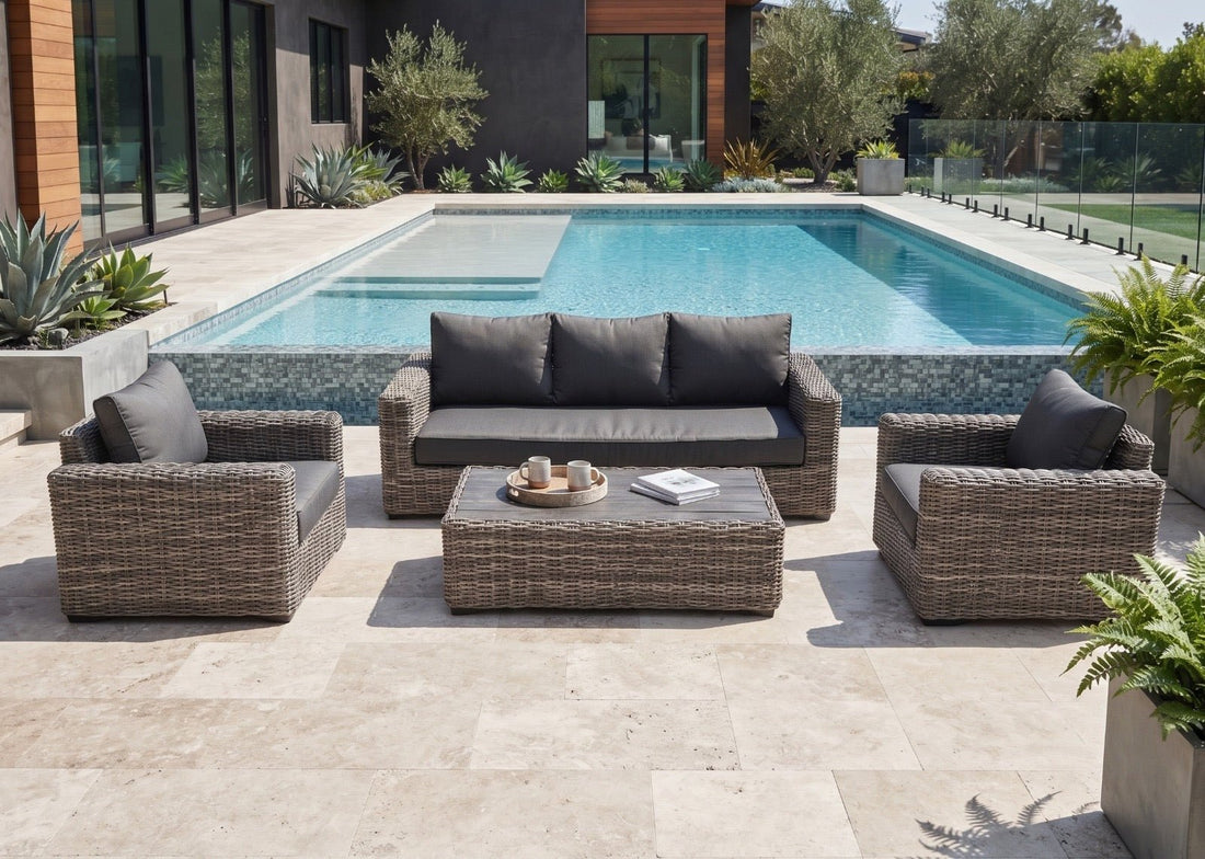 Marseille Luxury Rattan Sofa Set in Grey - Pre-order due 11th September - Order by 1st September for Free Parasol & Weather Cover - The Outlet Home