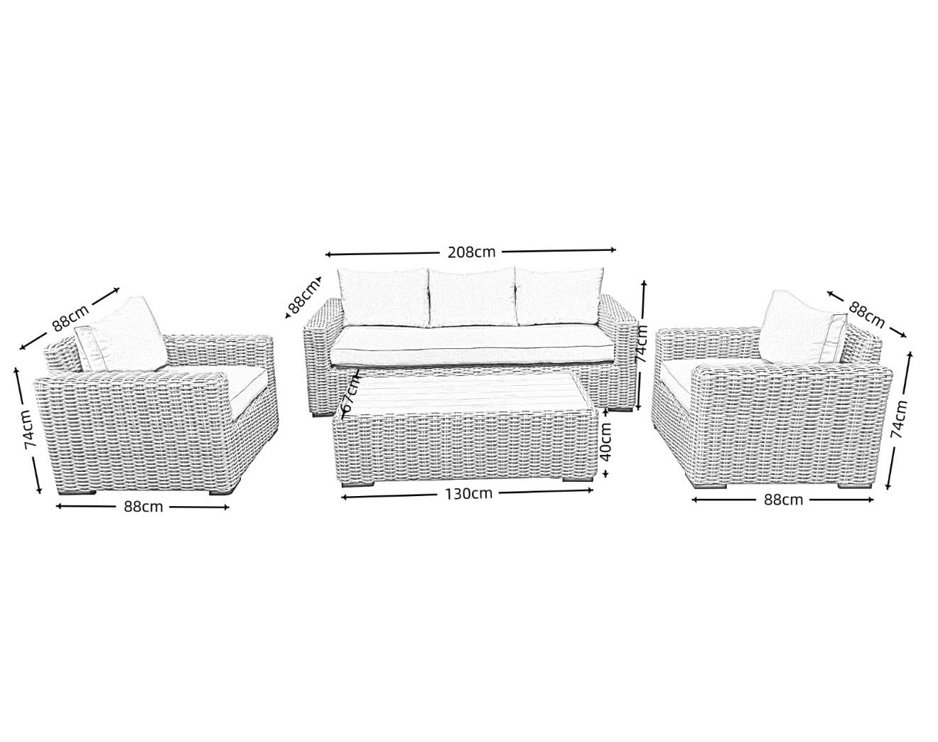 Marseille Luxury Sofa Set in Natural - Pre - order end of April - Order by 12th March for Free Weather Cover & Parasol - The Outlet Home