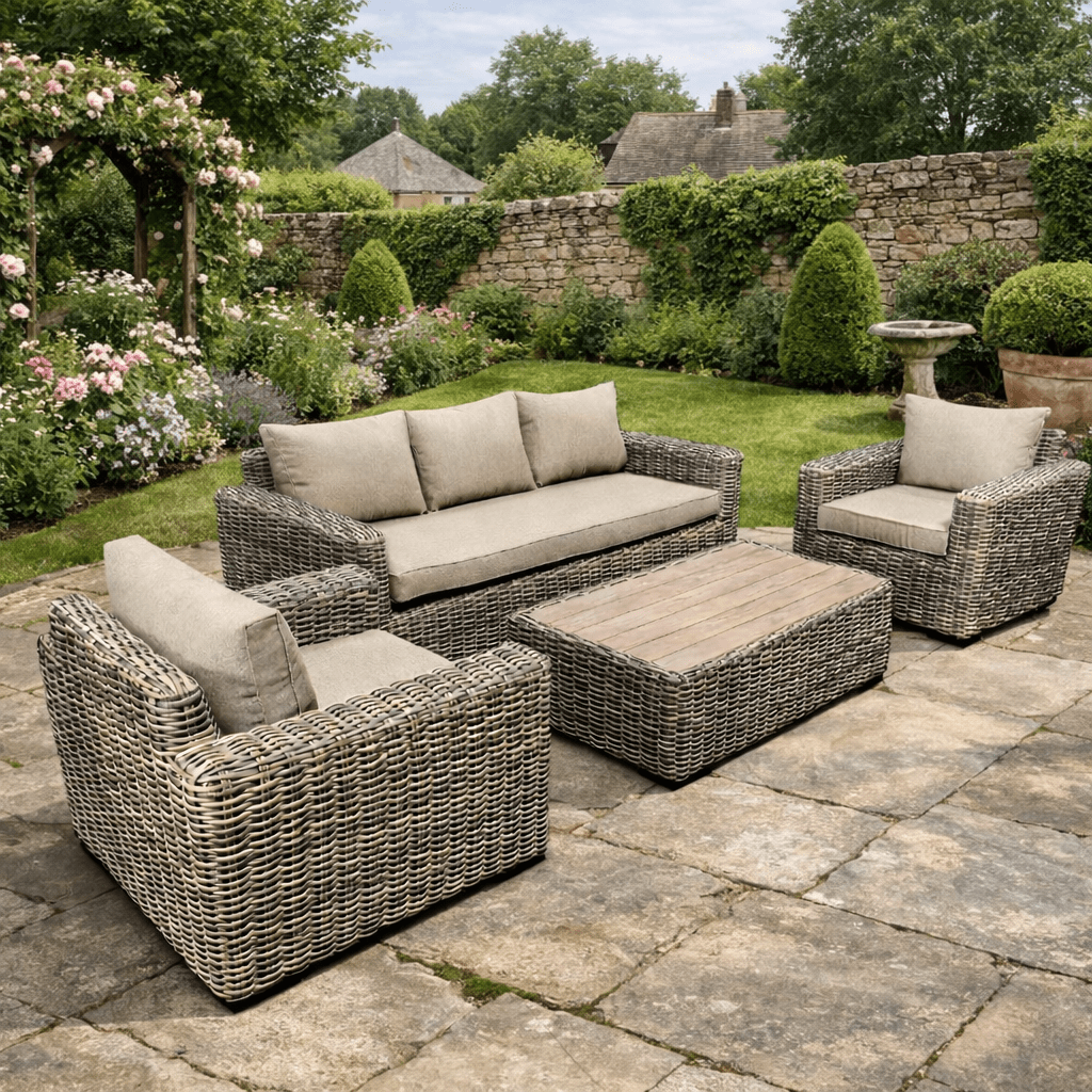 Marseille Luxury Sofa Set in Natural - Pre - order end of April - Order by 12th March for Free Weather Cover & Parasol - The Outlet Home