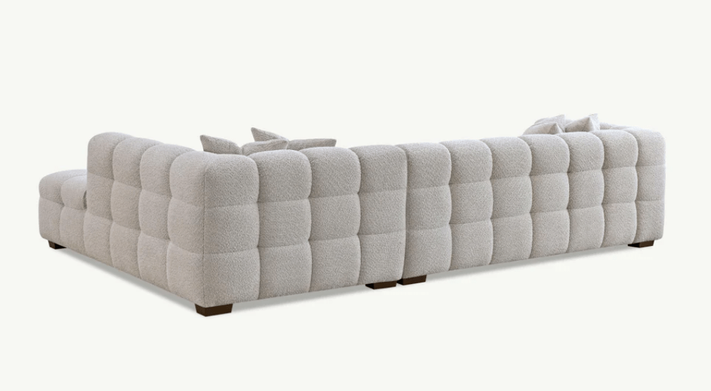 Maya Right Hand Corner Group in Oatmeal Boucle Fabric - The Outlet Home