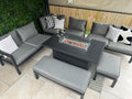 Miami Aluminium Corner Sofa Set with Fire Pit Table - The Outlet Home