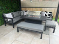 Miami Aluminium Corner Sofa Set with Fire Pit Table - The Outlet Home