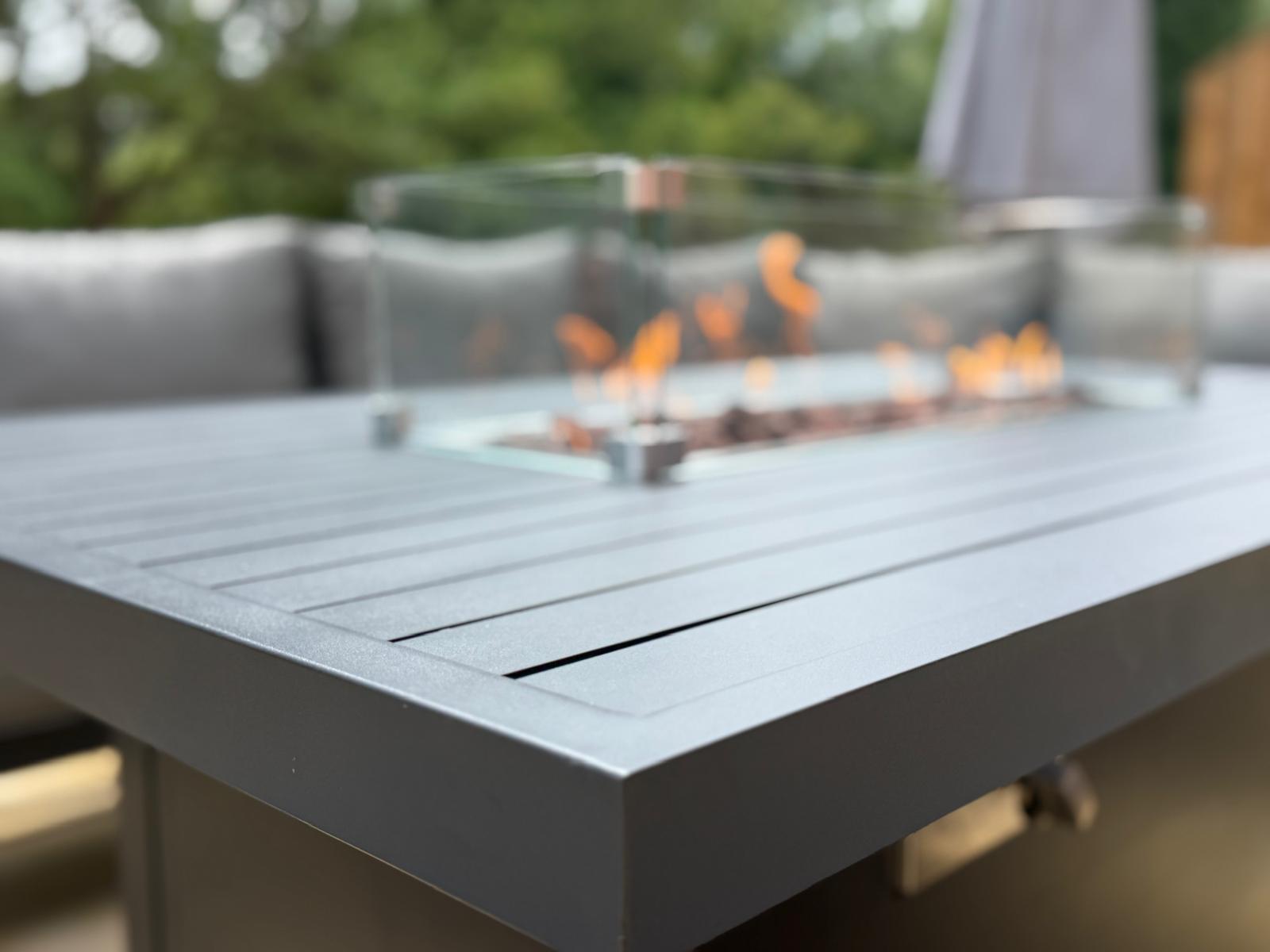 Miami Aluminium Corner Sofa Set with Fire Pit Table - The Outlet Home