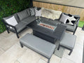 Miami Aluminium Corner Sofa Set with Fire Pit Table - The Outlet Home