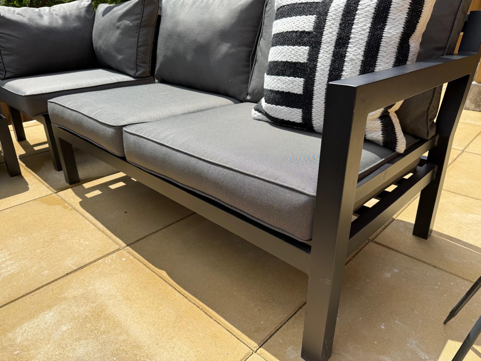 Miami Aluminium Corner Sofa Set with Fire Pit Table - The Outlet Home