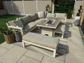 Miami Aluminium Corner Sofa Set with Fire Pit Table in Natural - Pre - order due end of July - Order by 26th May for Free Parasol & Weather Cover - The Outlet Home