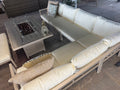 Miami Beige Aluminium Corner Sofa Set with Fire Pit Table - The Outlet Home