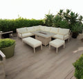 Miami Beige Aluminium Corner Sofa Set with Fire Pit Table (Pre - order due end of July) - The Outlet Home