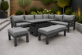 Miami Grey Aluminium Corner Sofa Set with Rise & Fall Dining Table - Pre Order End of May - The Outlet Home