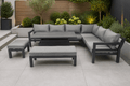 Miami Grey Aluminium Corner Sofa Set with Rise & Fall Dining Table - Pre Order End of May - The Outlet Home