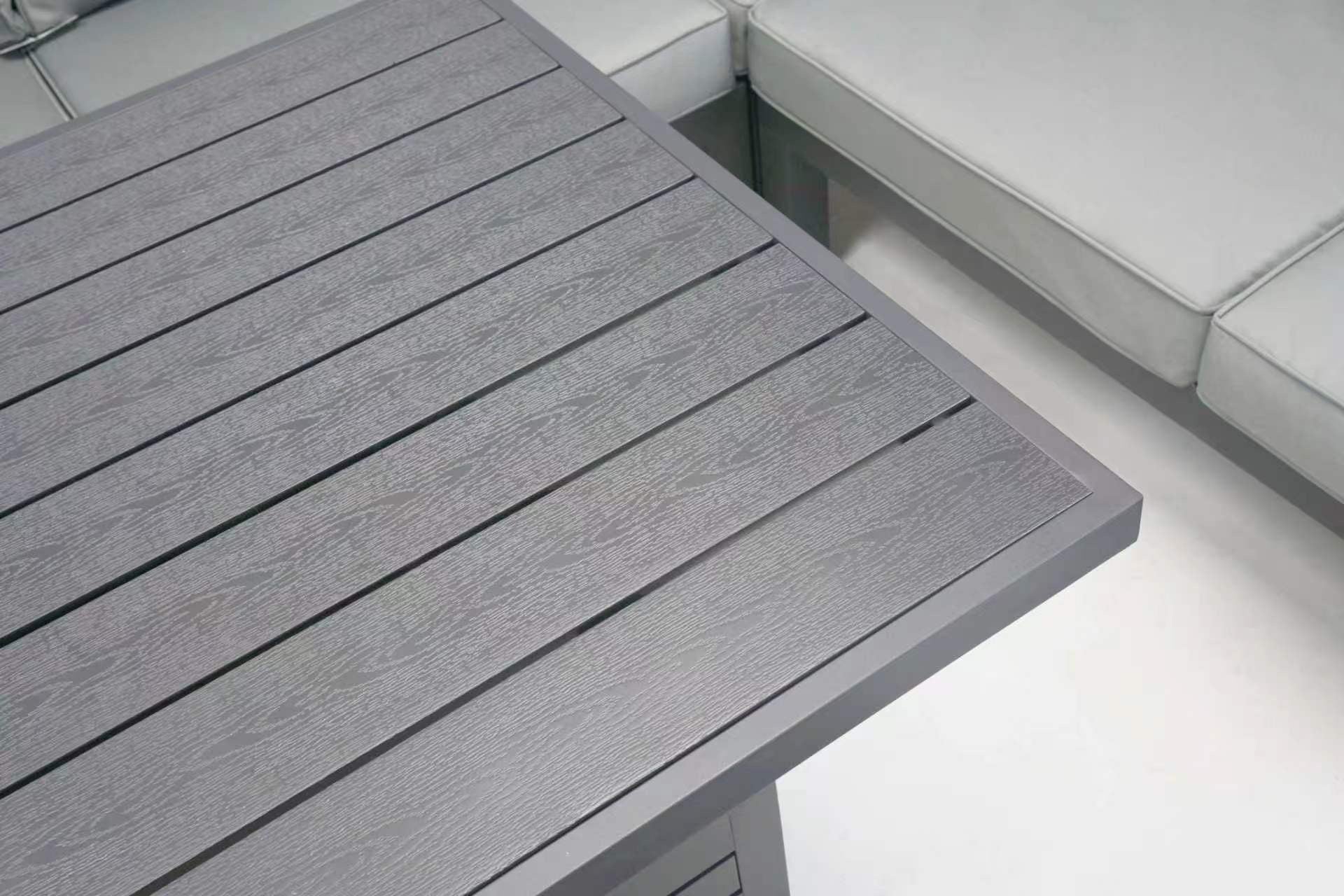 Miami Grey Aluminium Corner Sofa Set with Rise & Fall Dining Table - Pre Order End of May - The Outlet Home
