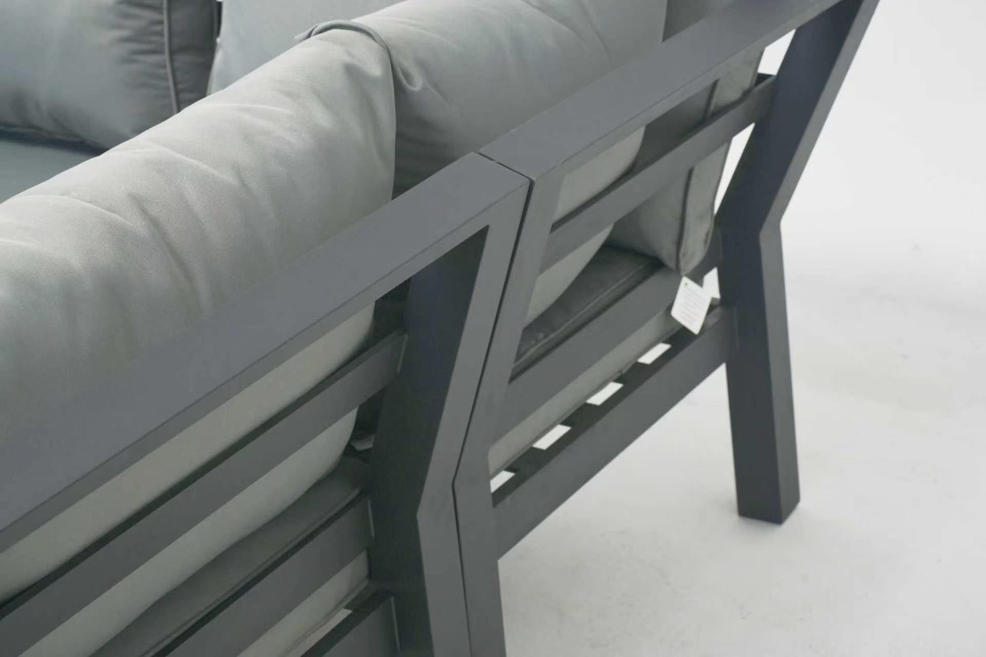 Miami Grey Aluminium Corner Sofa Set with Rise & Fall Dining Table - Pre Order End of May - The Outlet Home