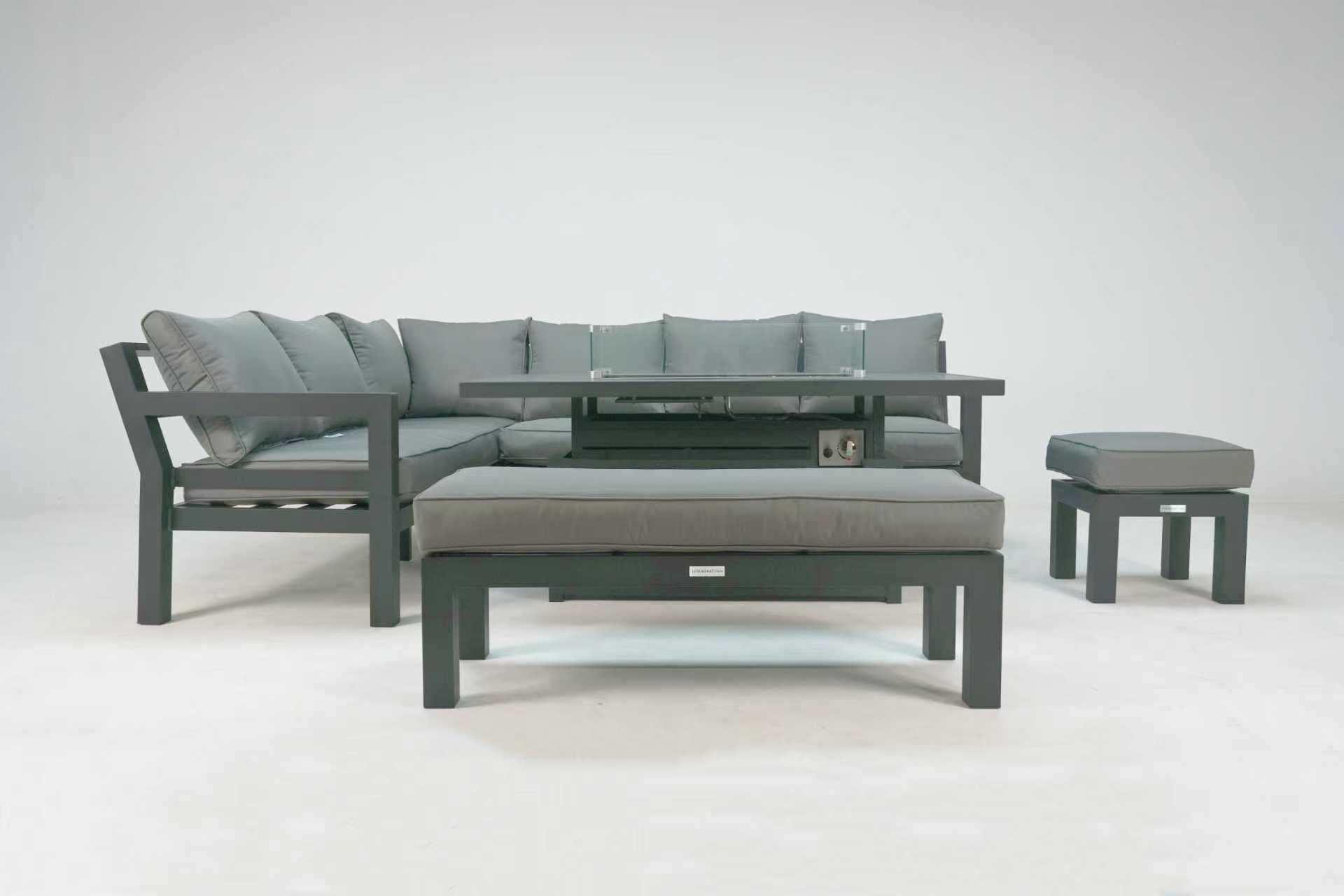 Miami Nano Edition with Rise & Fall Fire Pit Dining Set - Pre Order End of May - The Outlet Home