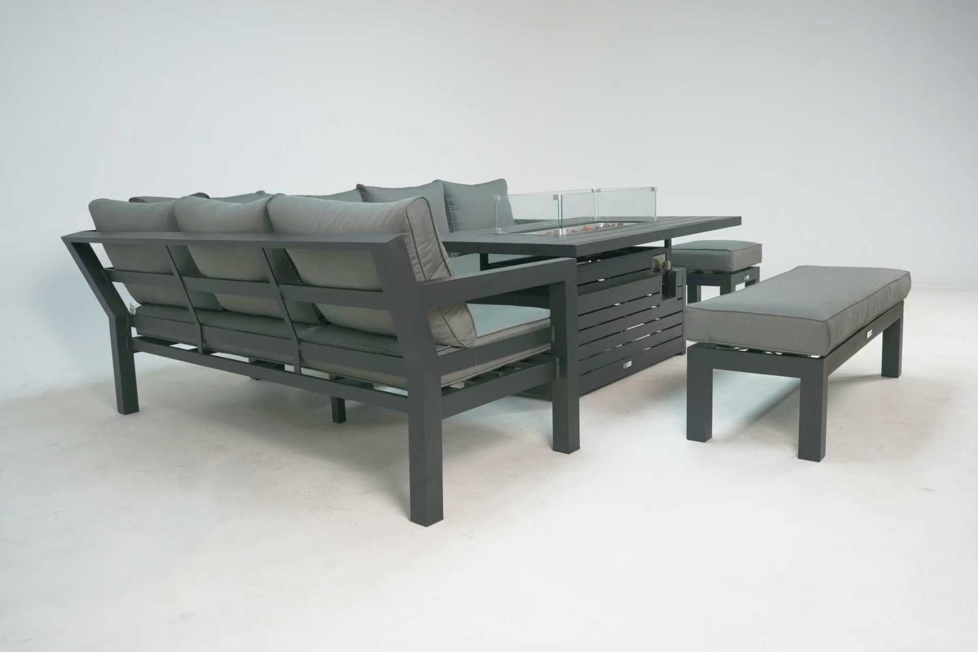 Miami Nano Edition with Rise & Fall Fire Pit Dining Set - Pre Order End of May - The Outlet Home