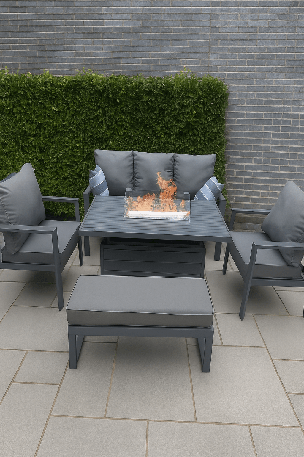 Miami Sofa Set with Rise & Fall Fire Pit Table - The Outlet Home