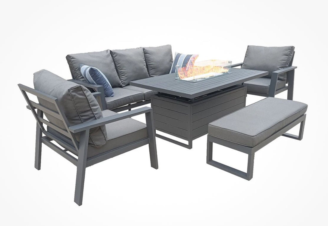 Miami Sofa Set with Rise & Fall Fire Pit Table - The Outlet Home