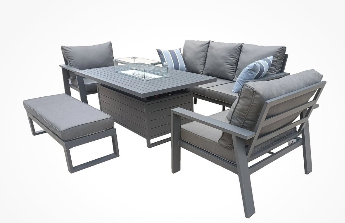 Miami Sofa Set with Rise & Fall Fire Pit Table - The Outlet Home